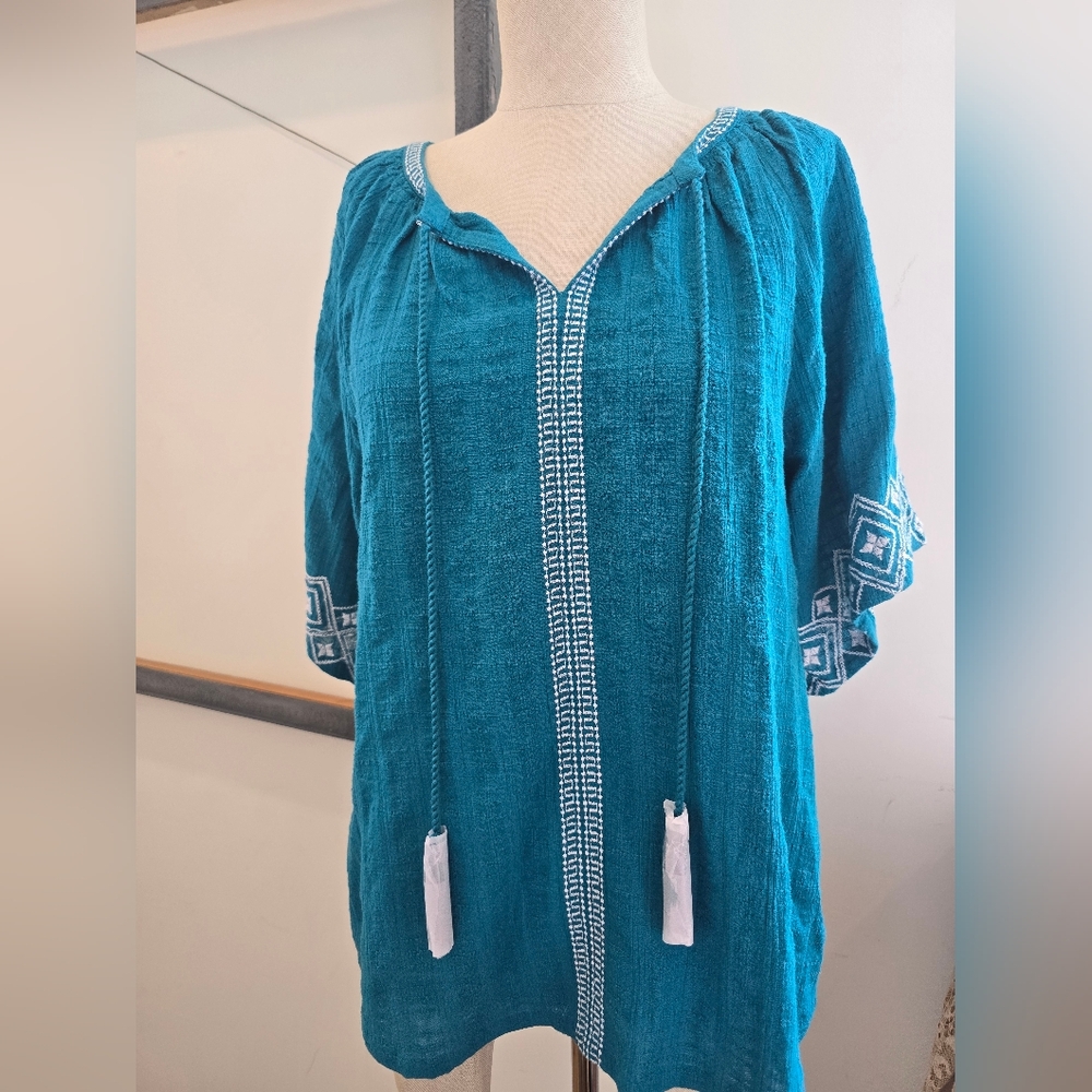 Chico's Teal Textured Top
